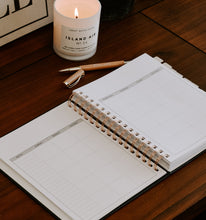 Load image into Gallery viewer, Grey Fabric Spiral Bound Dateless Planner | Weekly-Monthly Planner