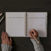 Load image into Gallery viewer, Grey Fabric Spiral Bound Dateless Planner | Weekly-Monthly Planner