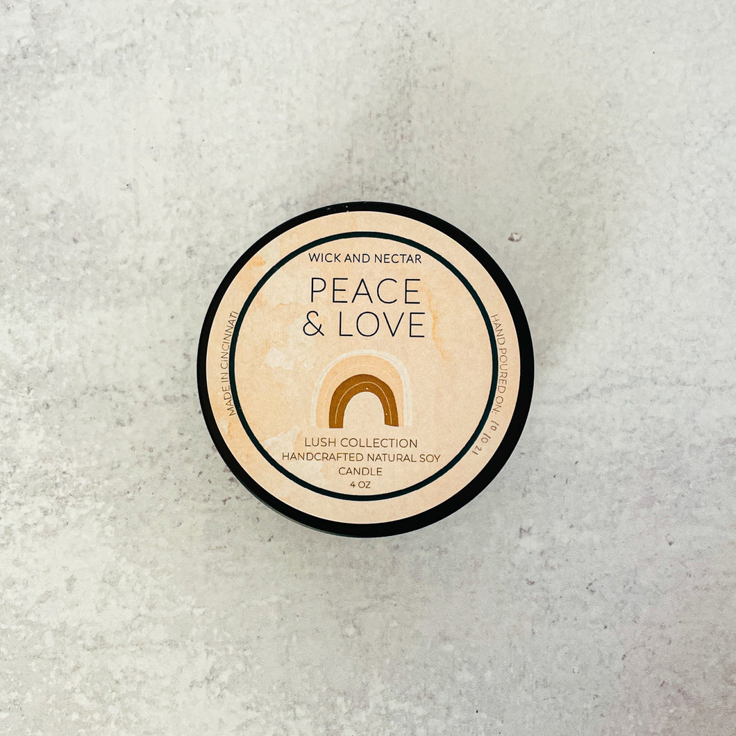 Peace and Love 4oz Soy Candle Tin